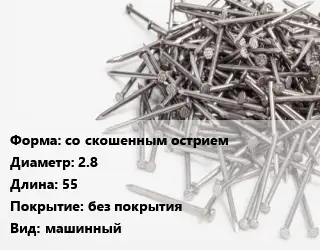 Гвоздь со скошенным острием 2.8х55 без покрытия машинный